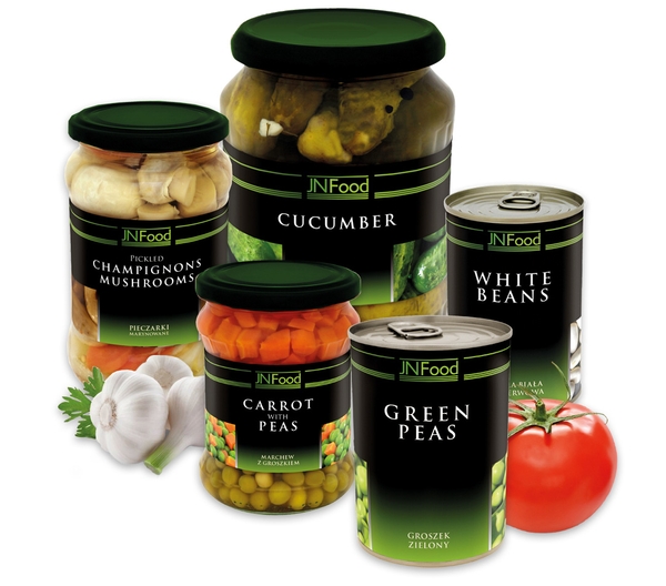 Vegetables in cans and jars